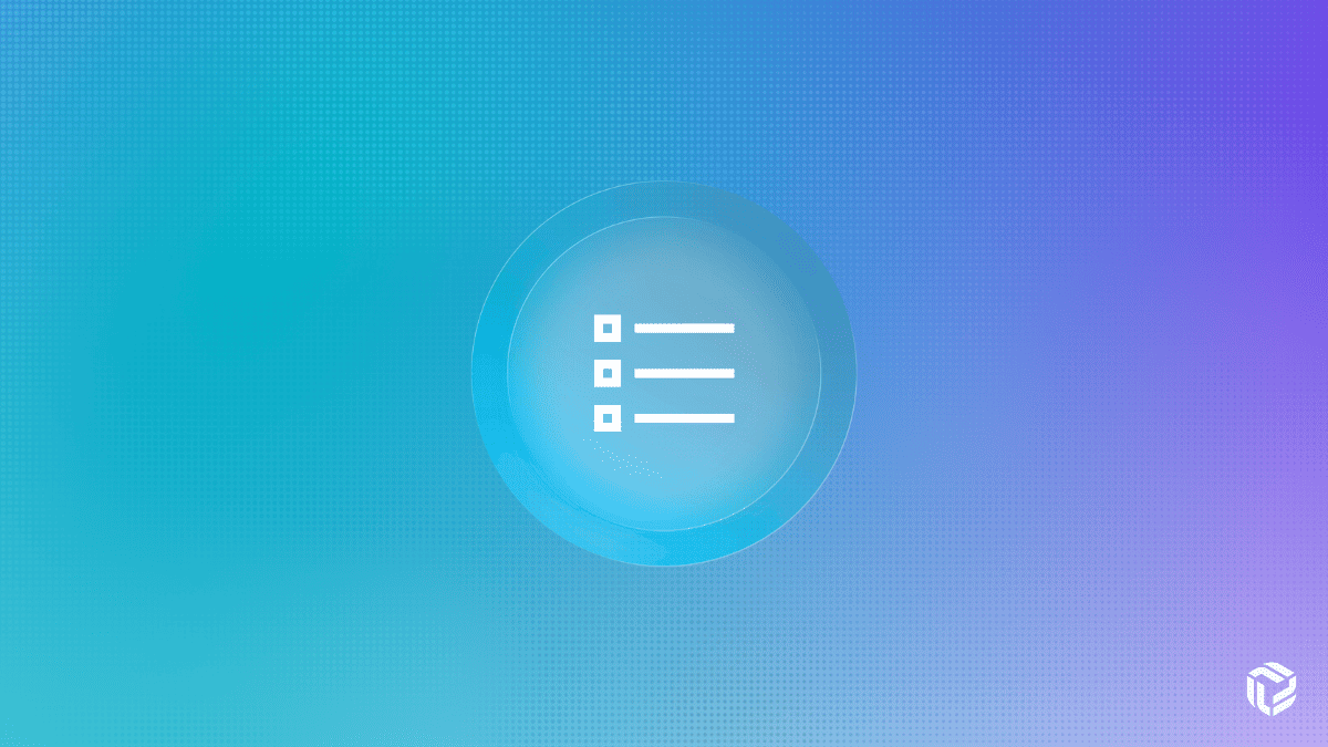 Checklist icon inside a glowing circle on a teal-to-purple gradient background, symbolizing CMMC compliance requirements.