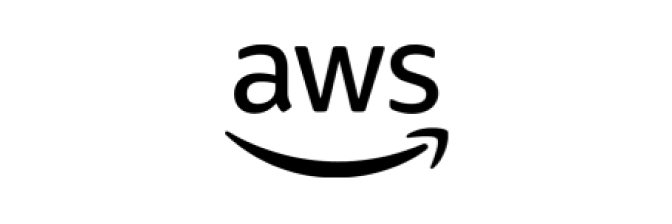 Black AWS logo featuring lowercase "aws" text above a curved smile-shaped arrow, representing Amazon Web Services branding.