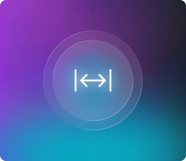Horizontal arrow icon within concentric circles on a purple-to-teal gradient background symbolizing planning and scope.