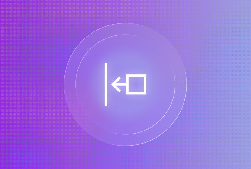 Circular icon with an arrow pointing into a square on a purple gradient background, representing FedRAMP authorization