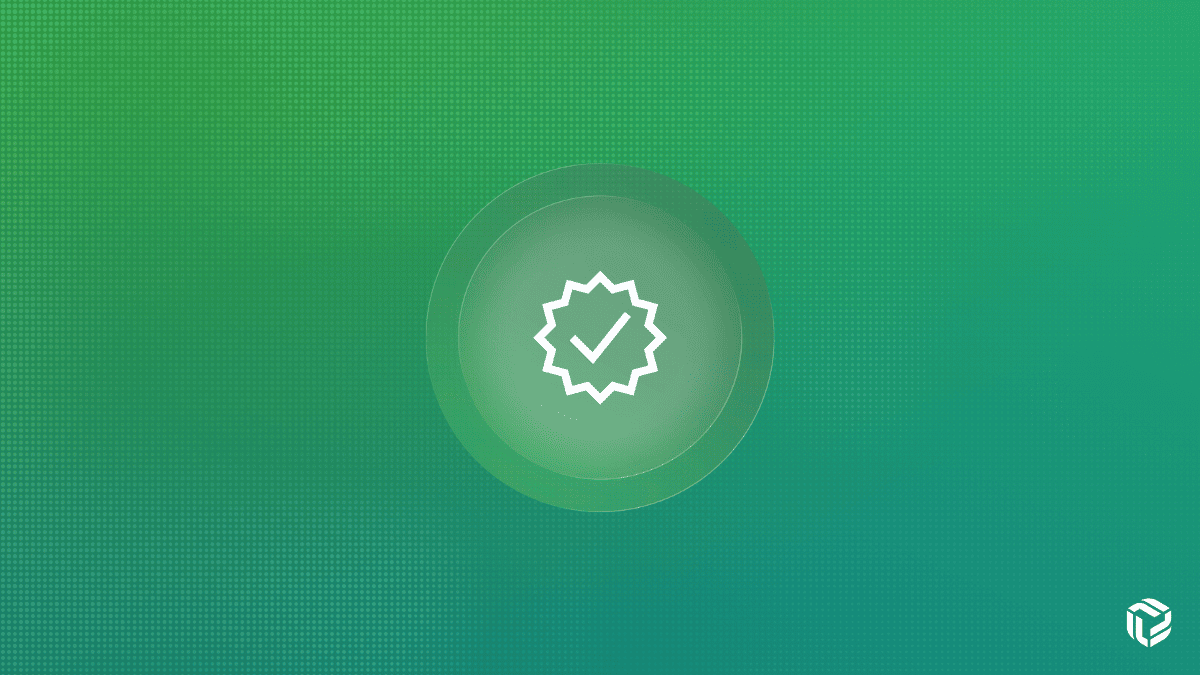 White checkmark badge icon centered on a green gradient background, symbolizing FedRAMP 20x compliance certification.